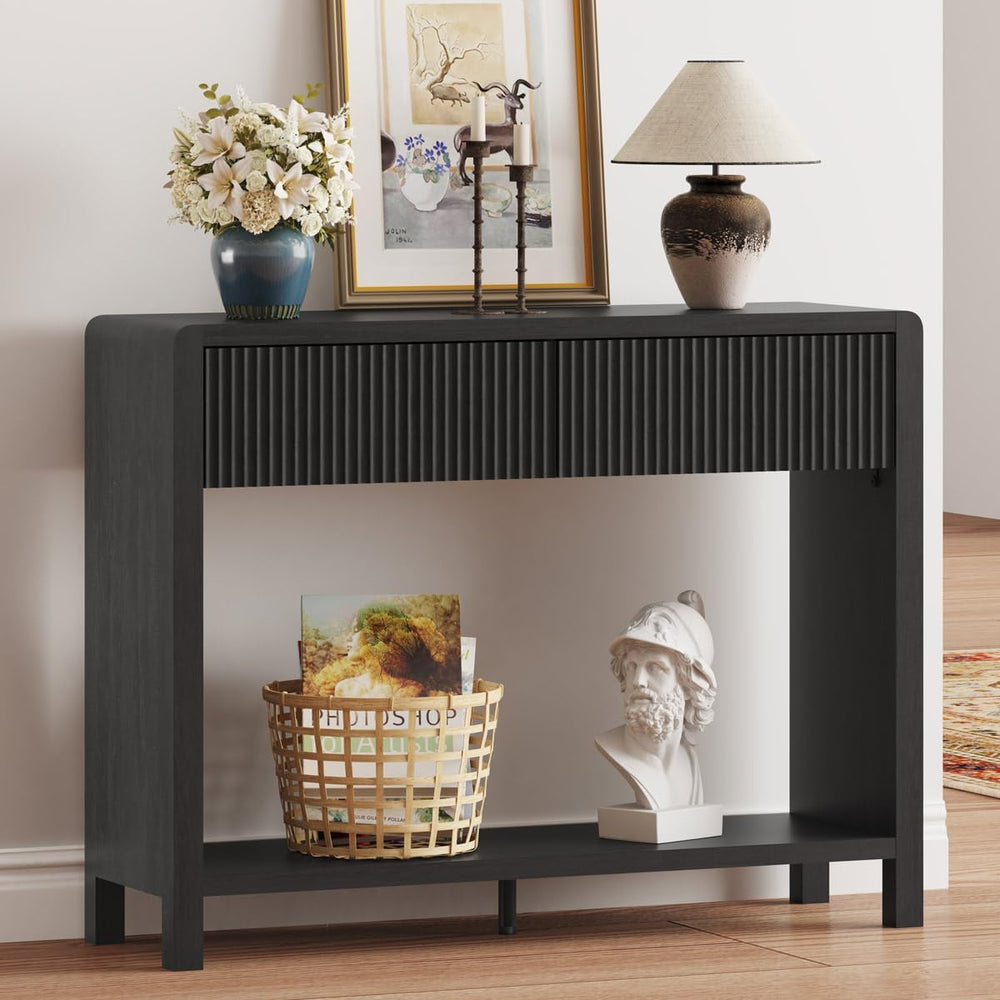 FATORRI Console Entryway Table, Modern Sofa Table with 2 Drawers for Living R...