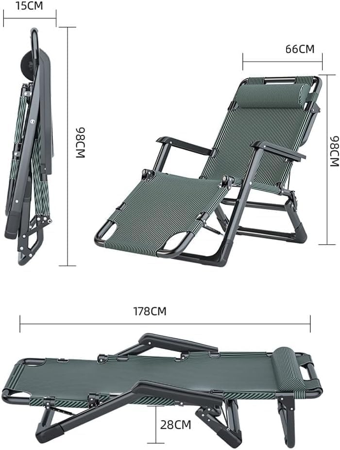 Sun Loungers Garden Chairs Recliners Adjustable Gravity Folding Reclining Lounge Beach Patio Camping(A+Cushion B)