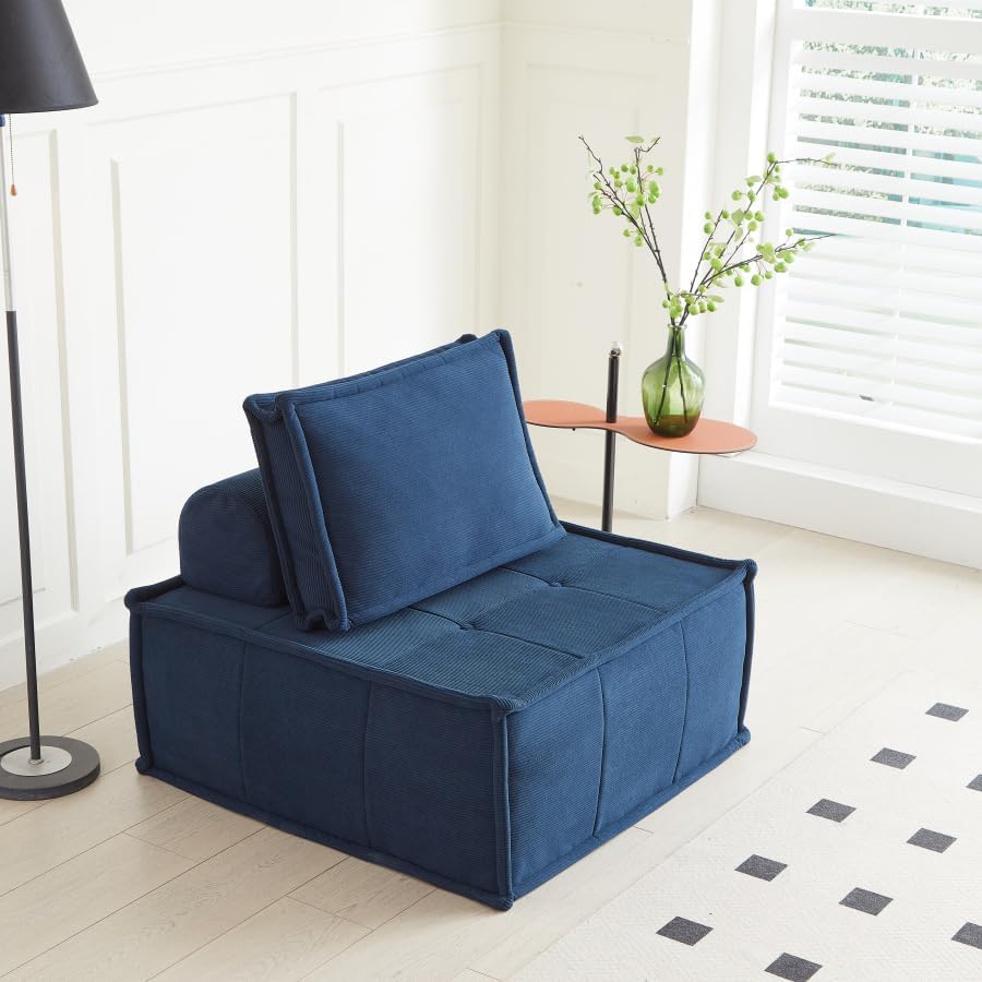 Swbvs 1-Piece Modular Single Couch, Deep Corduroy Lounge Chair with Adjustabl...
