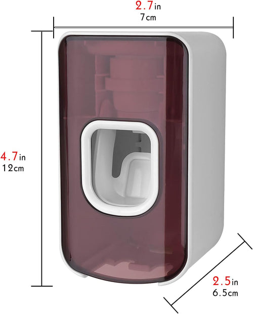 2 Slot Toothbrush Holder and Toothpaste Dispenser Wall Mounted, Automatic Toothpaste Squeezer, 2 in 1 Tooth Brush Toothpaste Organizer for Shower (Red 2Pack)