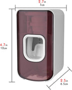 2 Slot Toothbrush Holder and Toothpaste Dispenser Wall Mounted, Automatic Toothpaste Squeezer, 2 in 1 Tooth Brush Toothpaste Organizer for Shower (Red)
