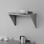 ROCKPOINT Stainless Steel Shelf 18 x 24 Inches 300lb, NSF Metal Commercial Shelves Wall Mount Floating Shelving with Backsplash for Restaurant, Kitchen, Home and Hotel, Silver
