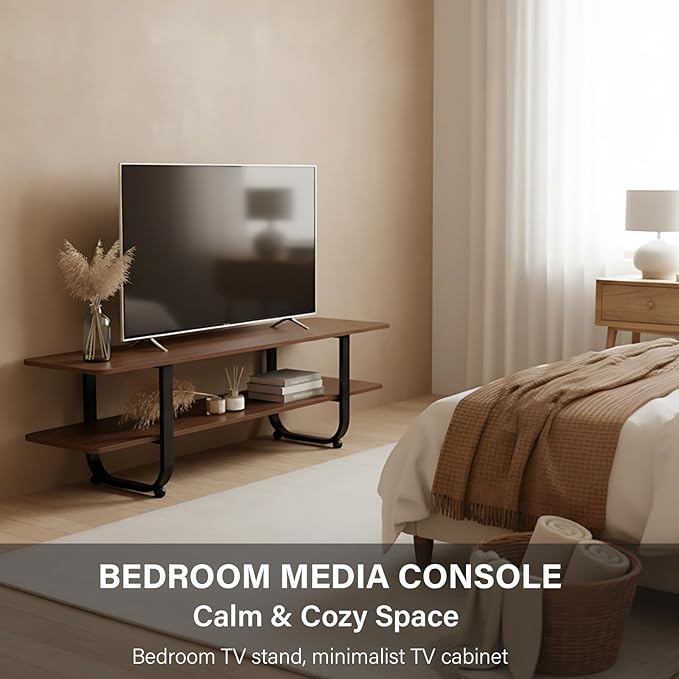 Tiita Bamboo TV Stand with Storage for TV up to 65 inch, Bamboo Rattan TV Con...