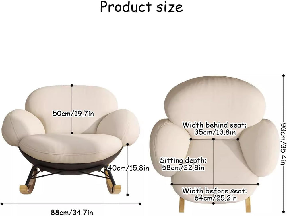 Recliner Rocking Chair, Upholstered Armchairs, Modern Wide Accent Chair, for ...