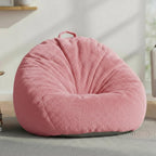 Faux Rabbit Fur Bean Bag Chair Cover Only (No Filler), Stuffed Animal Storage Bean Bag Cover, Ultra‑Soft, Washable, Zippered, Non‑Slip Bottom, Handle,Living Room Furniture for Adults Pink