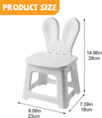 Kids Folding Chair Plastic Foldable Step Stool with Rabbit Ear Back Support for Living Room Kitchen Bathroom