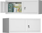 Floating Storage Organization for RV, Hanging Cabinets with Key, 13” H 2 Door Locking Wall Storage Cabinet for Kitchen, Pantry, School, Wall Storage with Lockable Doors, Assembly Required