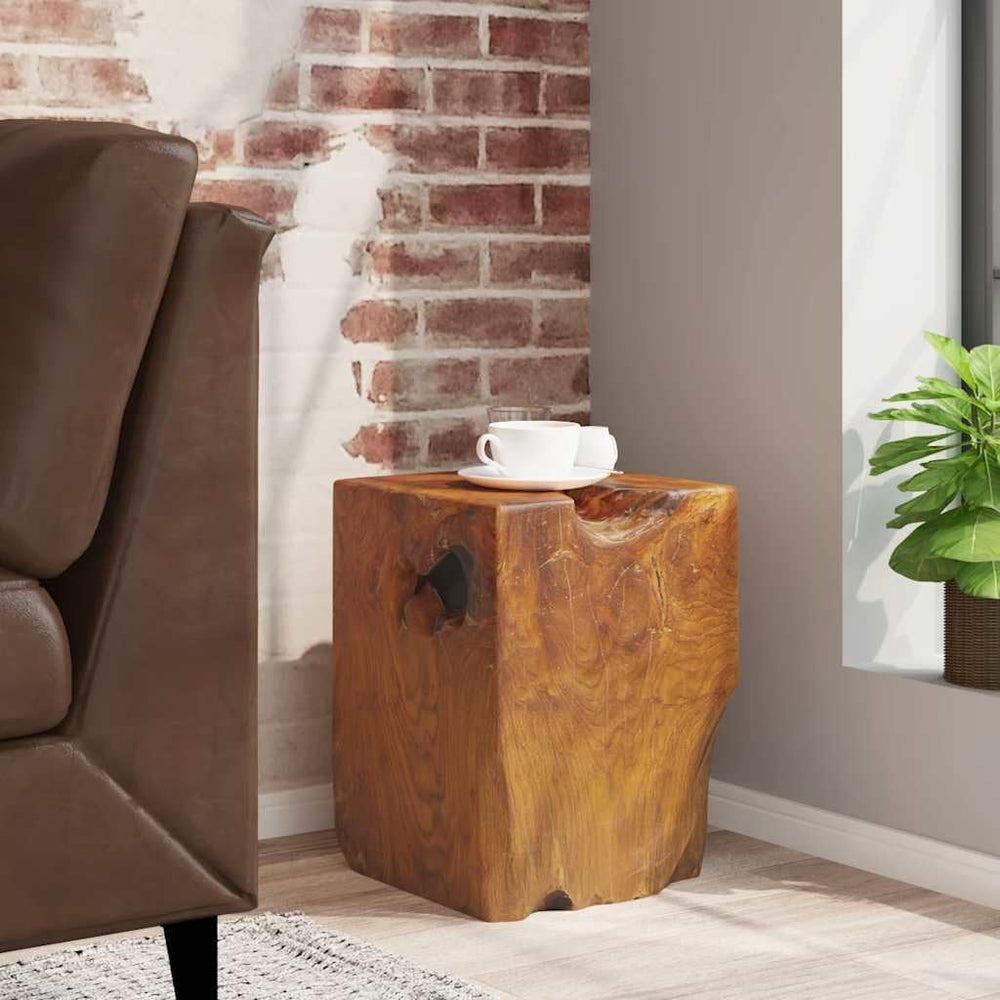 Rustic Stool Solid Teak Wood End Side Table, Small Wooden Stool, Plant Stand,...