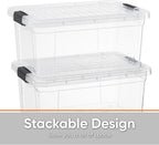 Superio Storage Bins with Lids- 6 Pack, 6.6 Qt Clear Boxes for Organizing, Stackable Plastic Containers- BPA Free, Non-Toxic, Odor Free, Organizer for Home, Office, Dorm