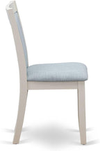 East West Furniture X027MZ015-9 9 Piece Dining Table Set Includes a Rectangle Dining Room Table with X-Legs and 8 Baby Blue Linen Fabric Upholstered Chairs, 40x72 Inch, Multi-Color