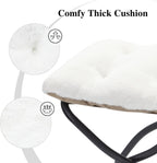 15"(H) Folding Ottoman, Set of 2, Foldable Footrest Stool, Small Foot Stool for Couch, Collapsible Foot Rest Ottoman for Sofa, Accent Padded Ottomans for Living Room, Bedroom, White