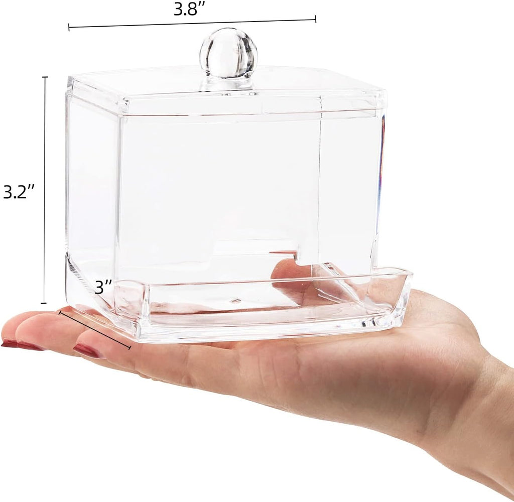Tbestmax 2 Pack 10oz Qtip Dispenser Big Clear Qtip Holder, Bathroom Container Organizer Accessories Decor for Storage-Qtips Cotton Ball