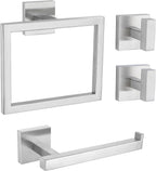 Brushed Nickel Bathroom Hardware Set 4 Pieces, Toilet Paper Holder Set SUS304 Stainless Steel Bath Hand Towel Ring for Bathroom Hardware Accessories Set Wall Mounted