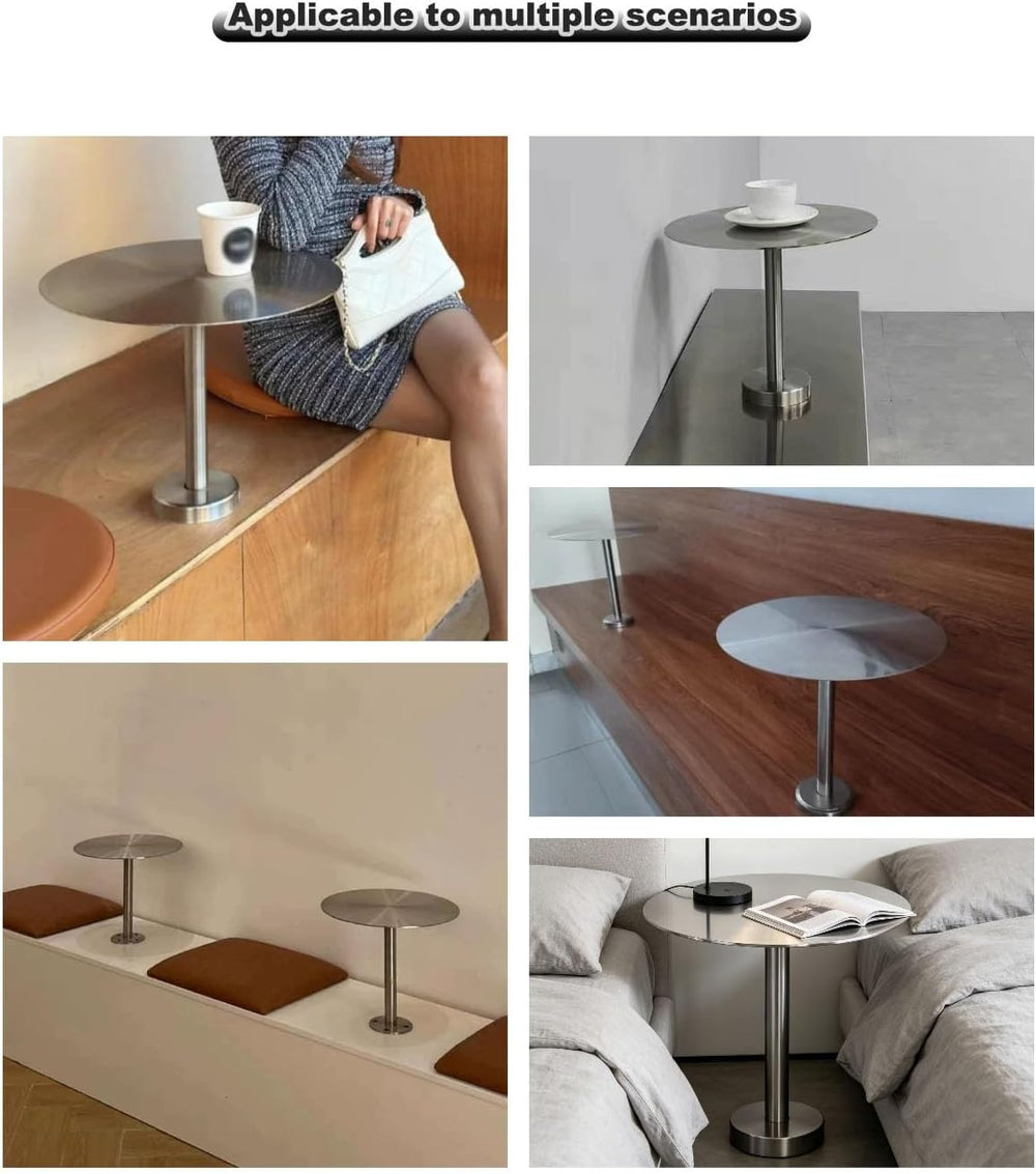 Stainless Steel Side Table,Round End Table with Mounting Hardware,Floating De...