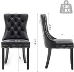 Leather Dining Chairs Set of 6, Upholstered Dining Room Chairs with Nailhead Trim, Sillas de Comedor Modernas 6, Wooden Kitchen Chairs for Dining Room, Living Room, Kitchen, Bedroom, Black