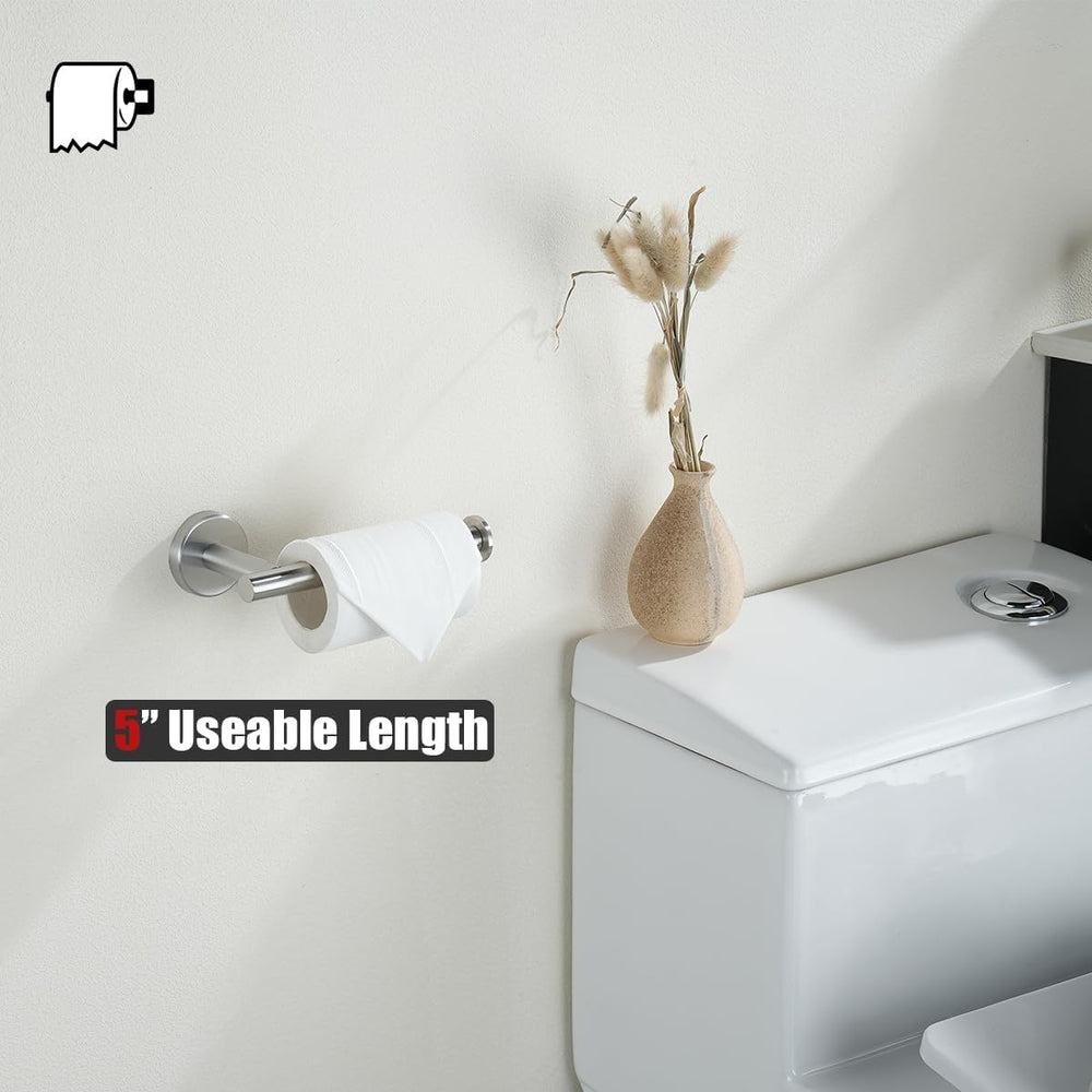 JQK Bathroom Hardware Set Brushed Steel, 5-Piece Bath Accessories Set Wall Mo...