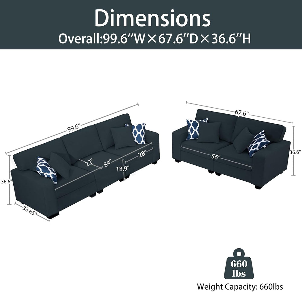 Legend Vansen Modular Sectional Sofa L Shaped Couch with Ottoman Modern Rever...