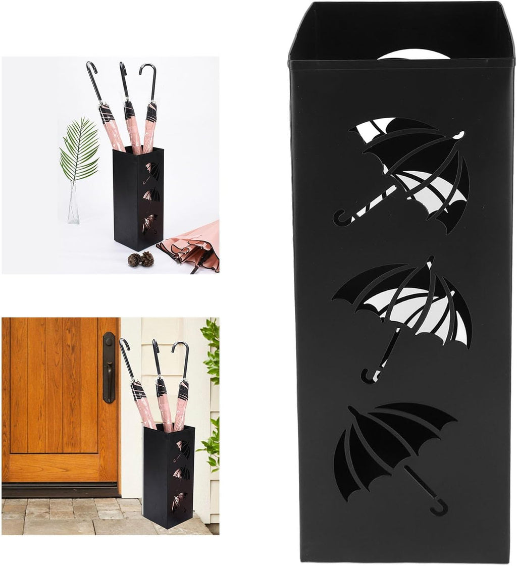 Metal Umbrella Stand, Steel Umbrella Holder with Powder Coated Rustproof Finish, Compact Space Saving Design for Home Office Entryway, Indoor Outdoor Umbrella