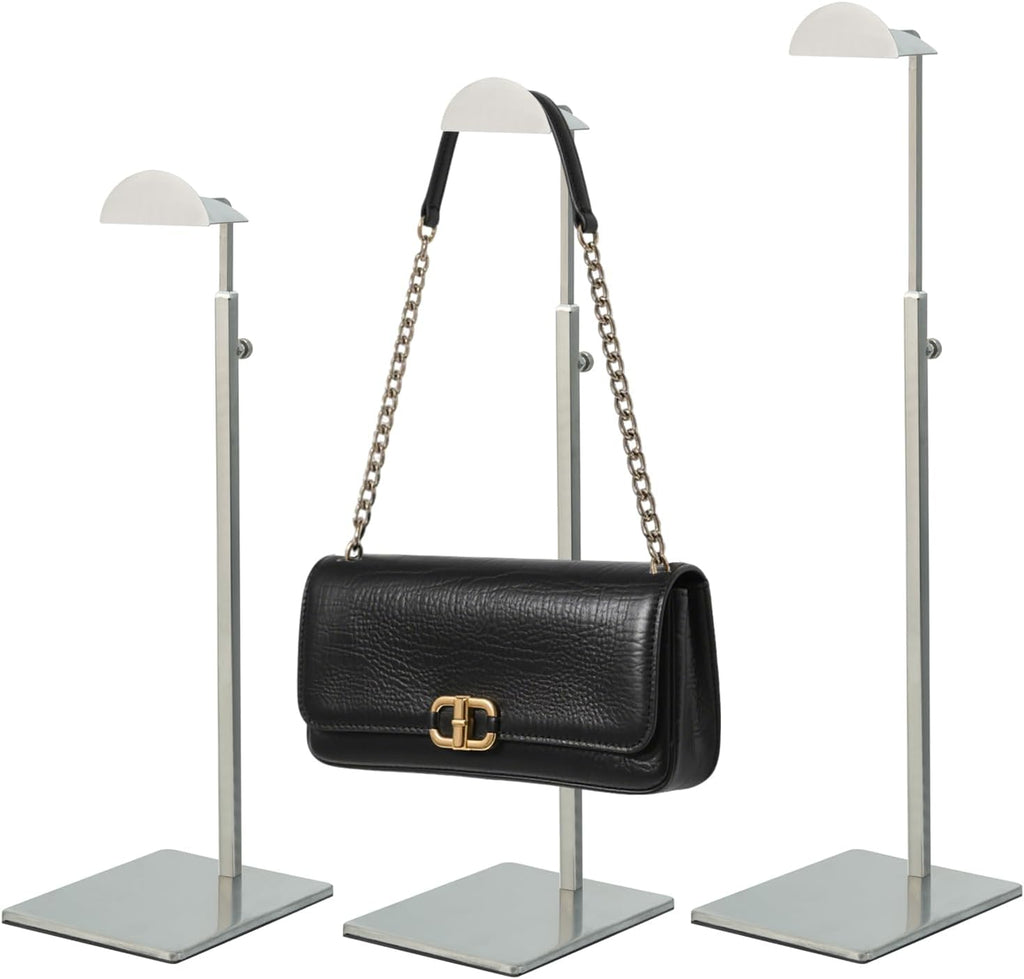 Purse Display Stand 3PCS More Thickened Base Handbag Rack for Bag Organizer Stainless Steel Adjustable Height Home Store Boutique Counter Vendors