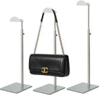Purse Display Stand 3PCS More Thickened Base Handbag Rack for Bag Organizer Stainless Steel Adjustable Height Home Store Boutique Counter Vendors