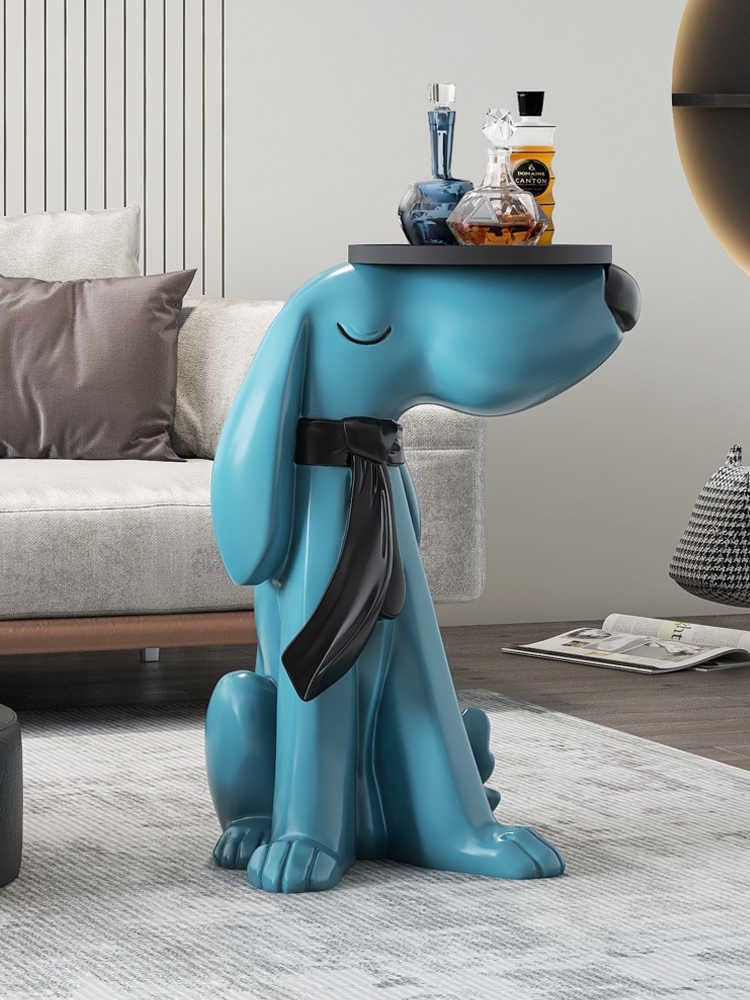 Large Dog Tray Sculpture, Green Animal Side Table – Modern Living Room, Entry...