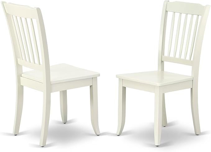 East West Furniture MZDA3-LWH-W 3 Piece Dining Room Furniture Set Contains a Rectangle Kitchen Table with Dropleaf and 2 Dining Chairs, 36x54 Inch, Linen White