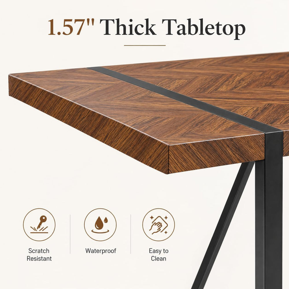 FURNITO 55" Dining Room Table Set for 4, Mid Century Modern Dining Table...