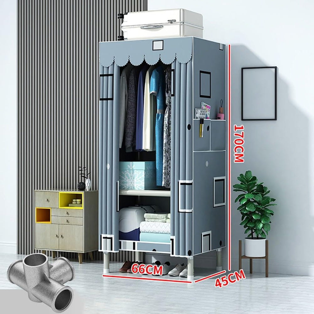 Portable Canvas Wardrobe 66x45x170CM - Large Capacity Multifunctional Clothes...