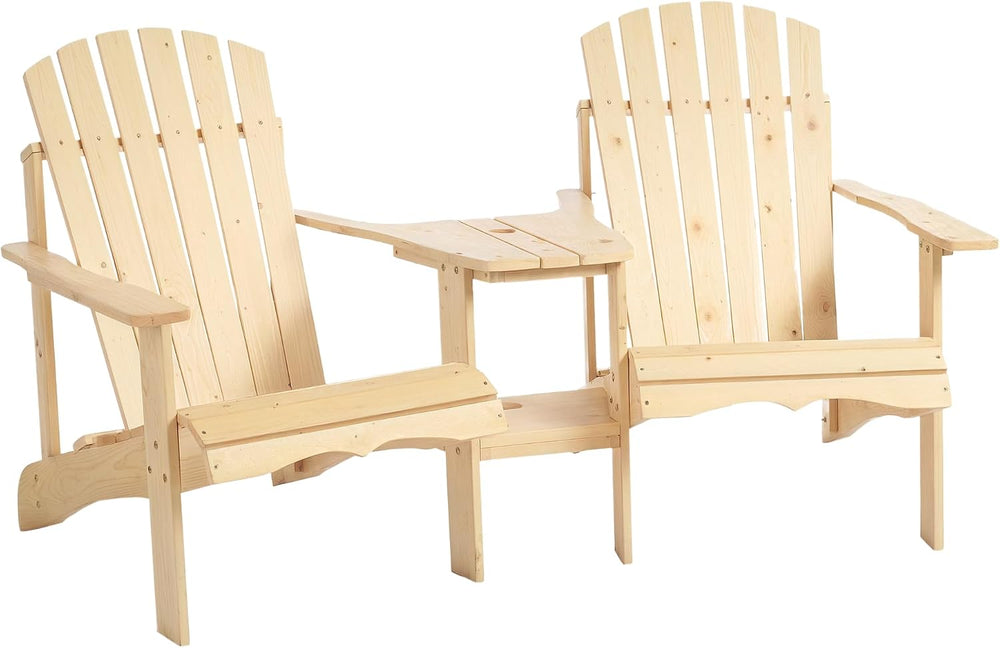 Adirondack Chair Set, 2 Wooden Outdoor Chairs with Center Table and Umbrella ...