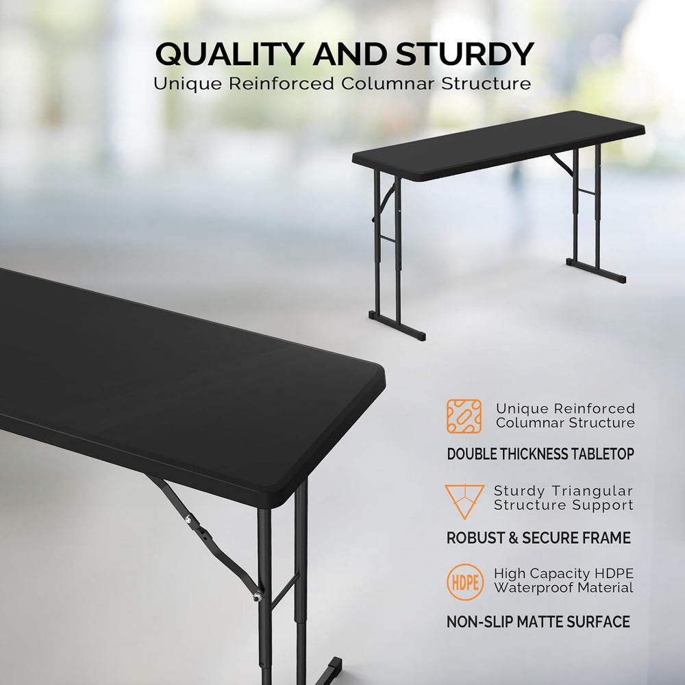 VINGLI 4 FT Narrow Folding Table,Premium Quality HDPE Material and Sturdy Met...
