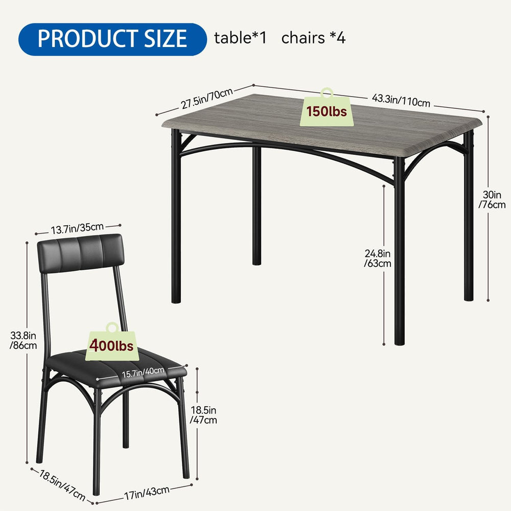 IDEALHOUSE Dining Table Set for 4, Kitchen Table and Chairs for 4 with Uphols...