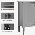 RoyalCraft 59'' Sideboard Buffet Cabinet with Storage, Modern Buffet Cabinet with Adjustable Shelves & Carved Handle, Mid Century Large Credenza Coffee Bar for Dining Room, Living Room (Dove Gray)