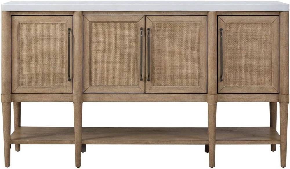 Cement Topped Server with Cane Insets - Sand Finish | Cement Top, Cane Insets...