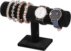 Novel Box Black Velvet T-Bar Bracelet Display Stand - Jewelry Organizer Tower Stands for Necklace Bangles Pendants Watch Anklets Scrunchie Storage - Hair Tie Organizer for Selling or Personal Use