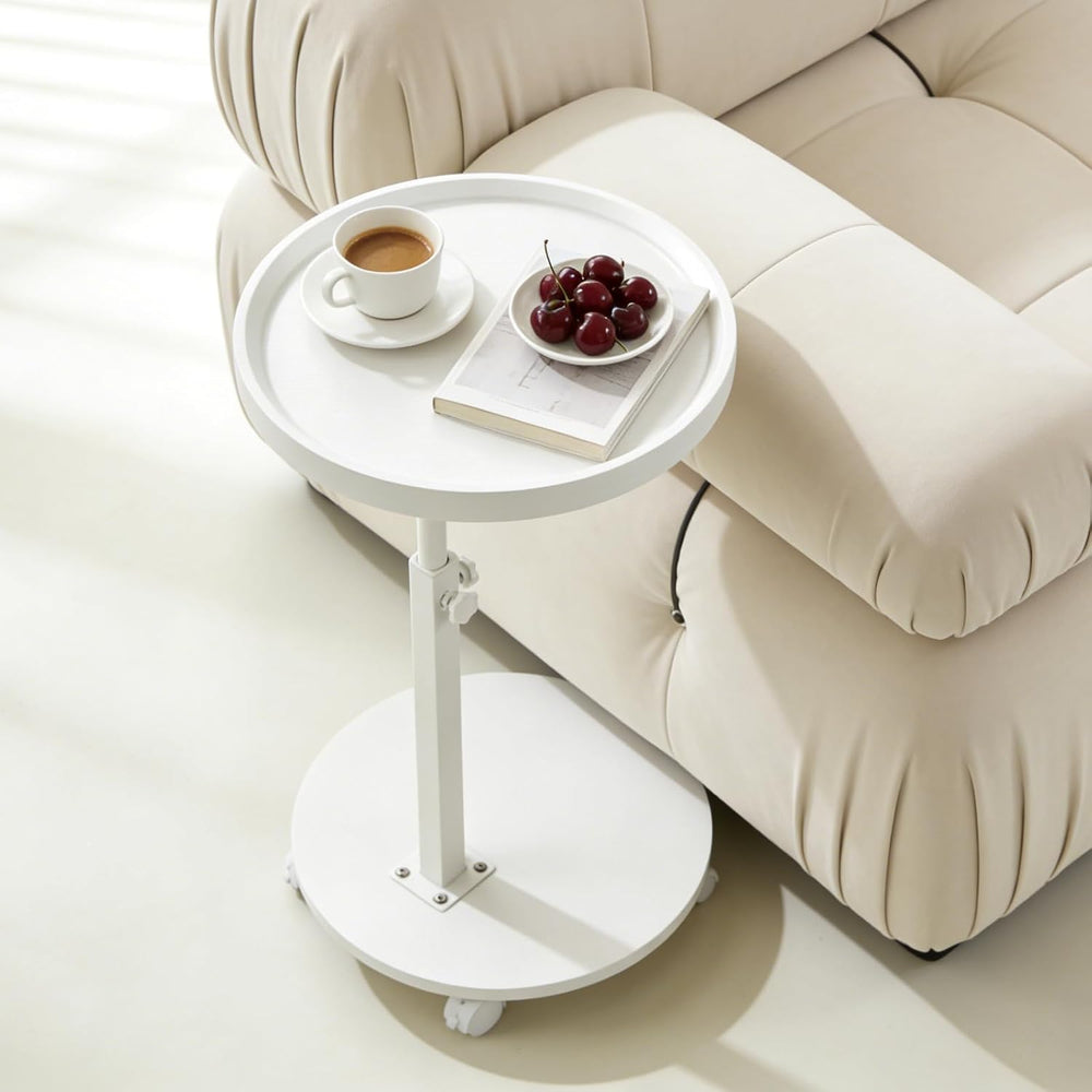 YYW C Shaped End Table Adjustable Height, 360°Swivel TV Tray Table for Small ...