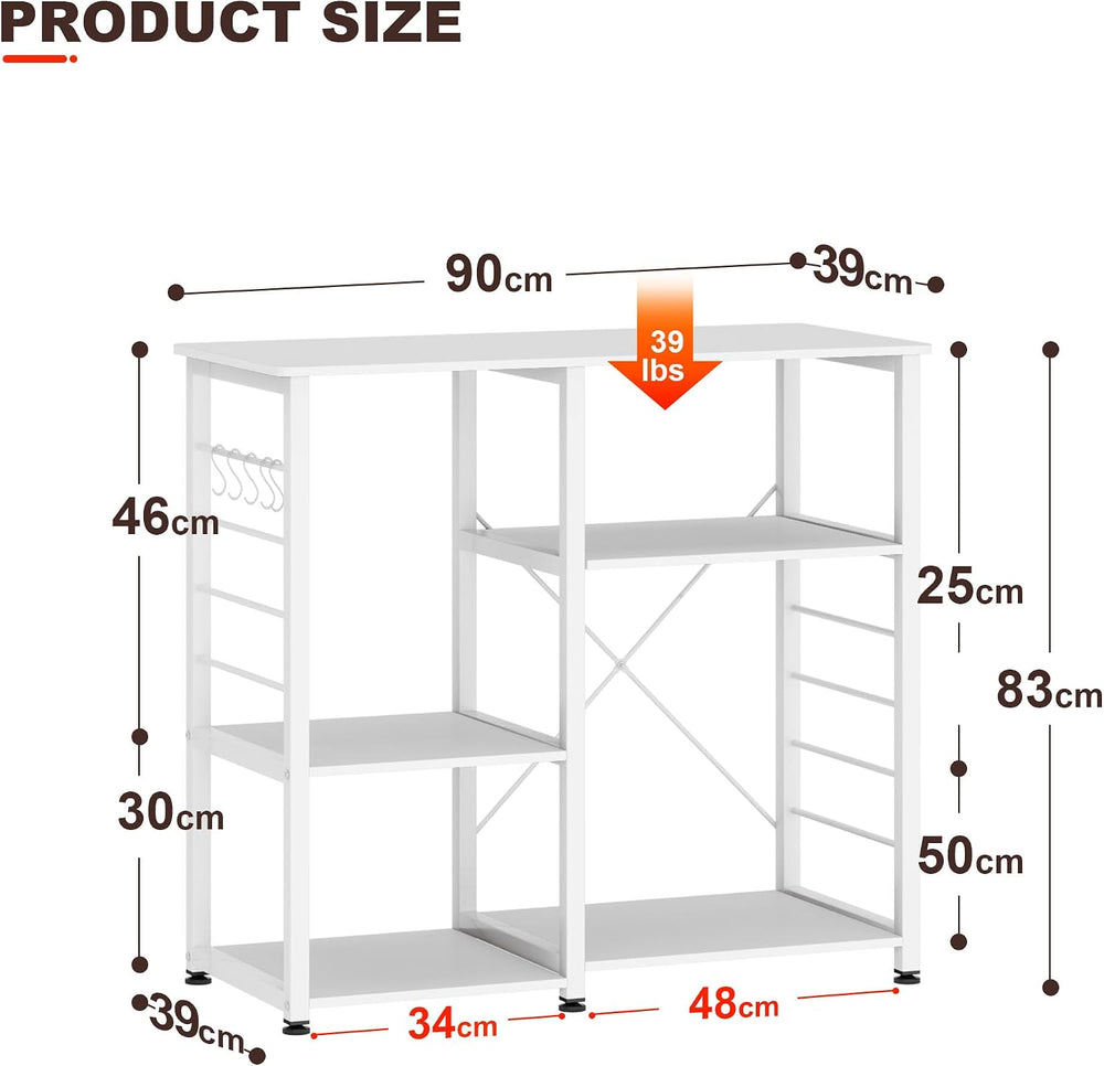 SDHYL Coffee Bar, 35 inch Bakers Rack Microwave Stand with 4 Storage Shelves,...