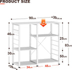 SDHYL Coffee Bar, 35 inch Bakers Rack Microwave Stand with 4 Storage Shelves, Kitchen Shelves Organizers Bakers Racks with Storage, Microwave Table Coffee Station Table for Home Kitchen, White