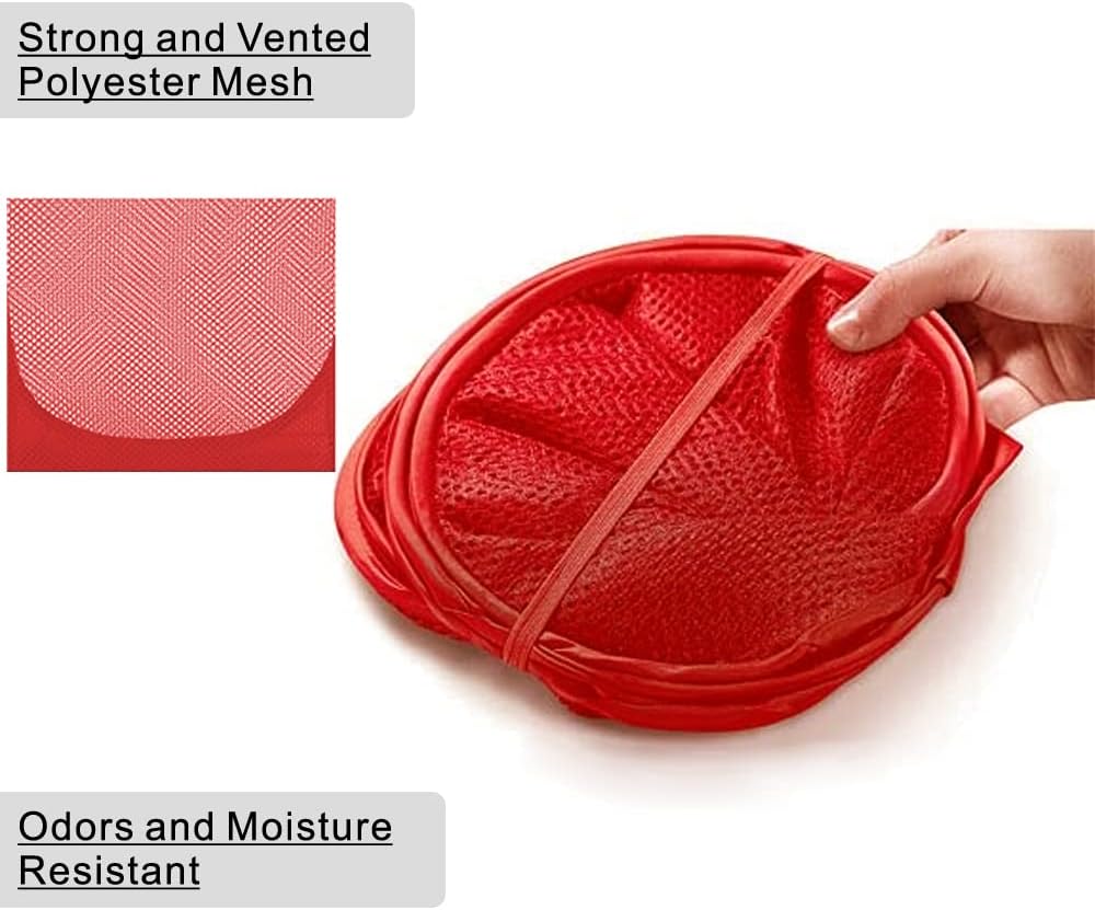 BATTOO Deluxe Strong Mesh Pop up Laundry Hamper Basket with Side Pocket for Laundry Room, Bathroom, Kids Room, College Dorm or Travel Red