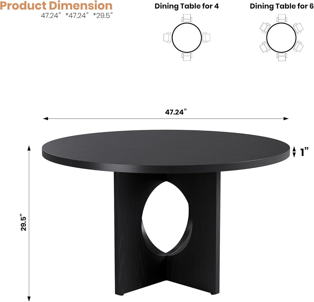 Garvee 47" Round Dining Table for 4-6 People - Circle Kitchen Dinner Tab...