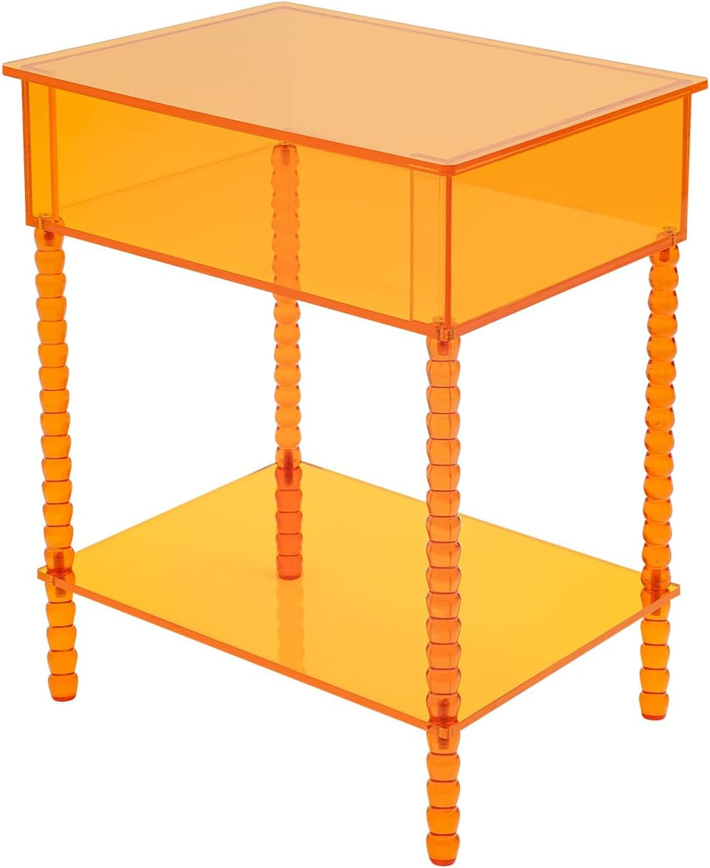 Acrylic Side Table, End Table with Storage, Nightstand for Living Room Bedroo...