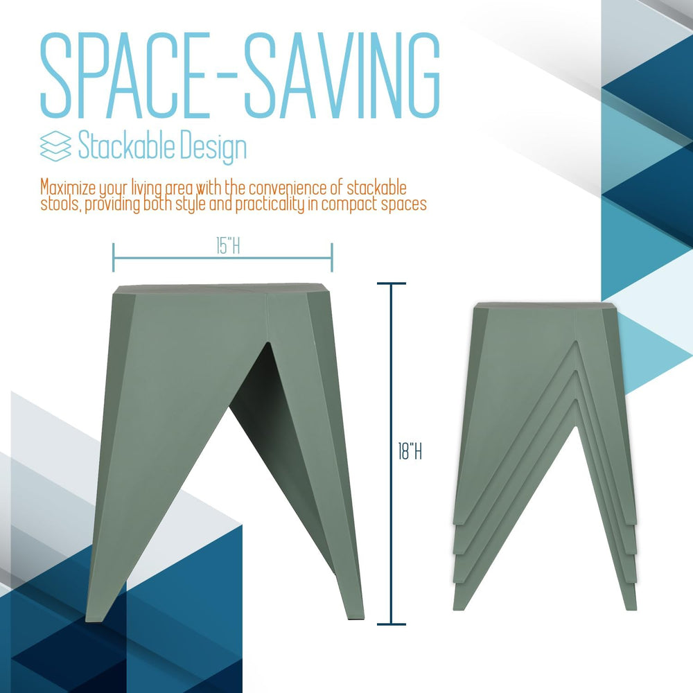 InterSpaceLiving Zuho Multi-Use Stool (4, Smoke Green)