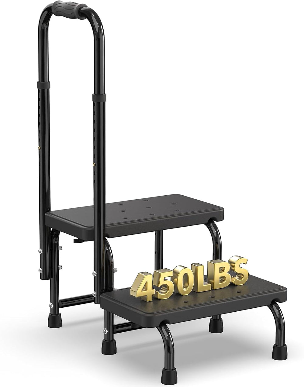 Suteck 2 Step Stool with Handle for Elderly Adults, 6-Leg Welded Bedside Step...