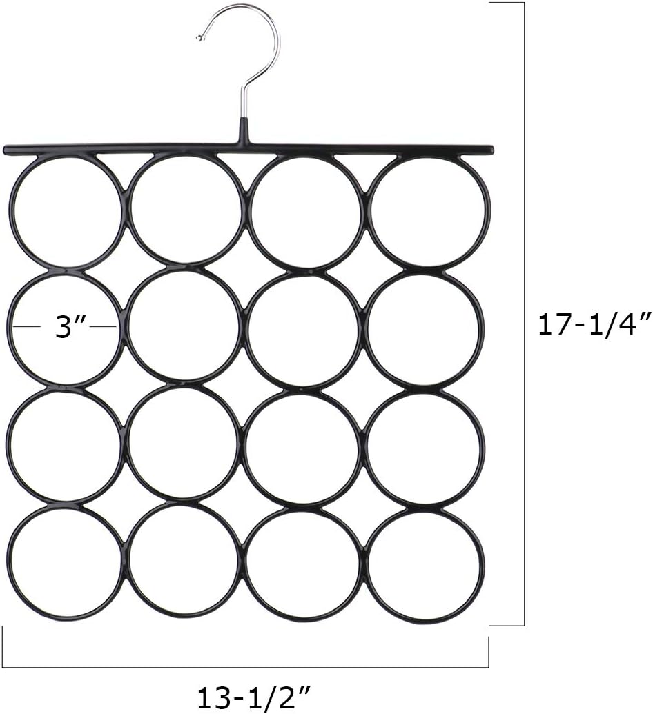 Tosnail 3 Pack Total 48 Rings Steel Non-Slip Tie Hanger Scarf Hangers Scarf Organizer Scarf Holder Legging Hanger Closet Space Saver