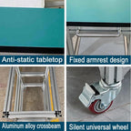 Durable Portable Antistatic Workbench Cart with Wheels & Handles - Mobile Workshop Stand for Material Handling - Gray Workstation (280x60x75 cm)