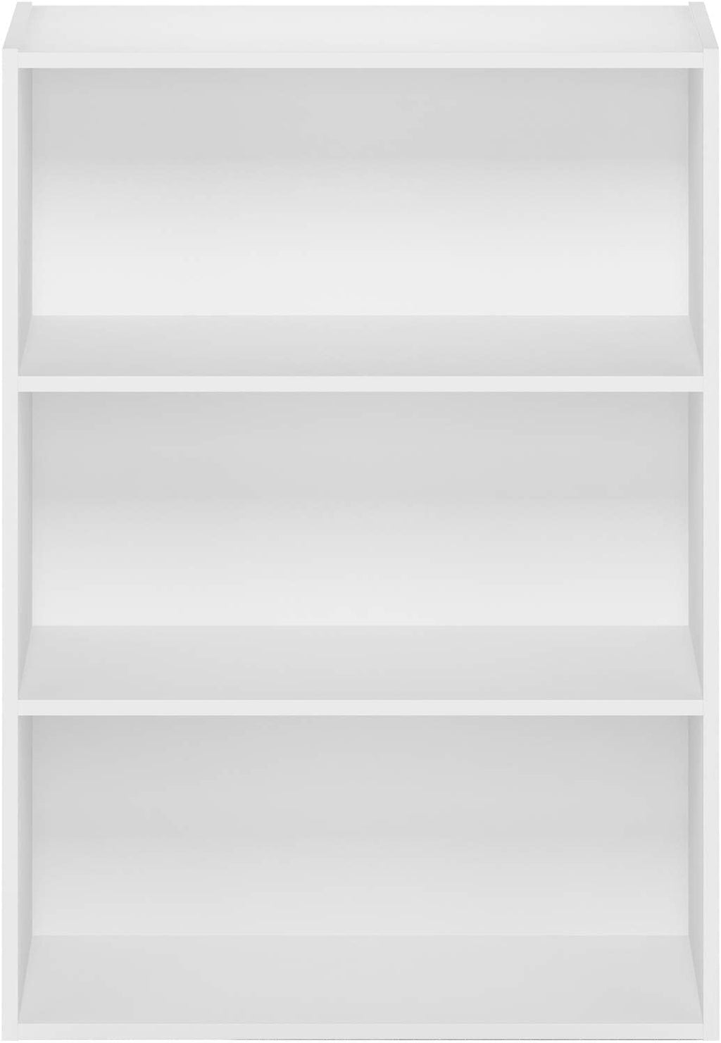 Furinno PASIR Book Shelf, 3-Tier Bookshelf, Storage Shelves Bookcase, 9.7 x 23.7 x 31.5, for Living Room, Bedroom, Home Office, Plain White