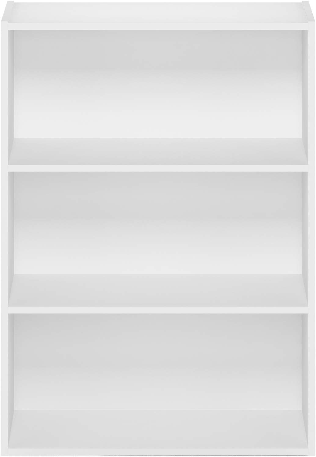 Furinno PASIR Book Shelf, 3-Tier Bookshelf, Storage Shelves Bookcase, 9.7 x 23.7 x 31.5, for Living Room, Bedroom, Home Office, Plain White