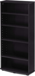 5-Tier Open Shelf CD Rack, DVD Storage Cabinets with Adjustable Shelves, Easy Assembly DVD Shelf, Media Shelf for CD Blueray Game Disc, for Home Office, Living Room, Espresso