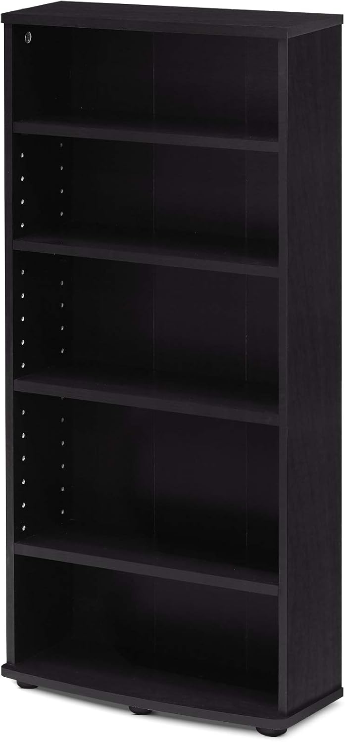 5-Tier Open Shelf CD Rack, DVD Storage Cabinets with Adjustable Shelves, Easy Assembly DVD Shelf, Media Shelf for CD Blueray Game Disc, for Home Office, Living Room, Espresso