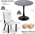 SoarFlash Kitchen Table and Chairs for 2, 24" Dining Table Set for 2 with Velvet Upholstered Chairs, 3 Piece Round Kitchen Table Set, Dining Room Table Set for Small Space, Apartment