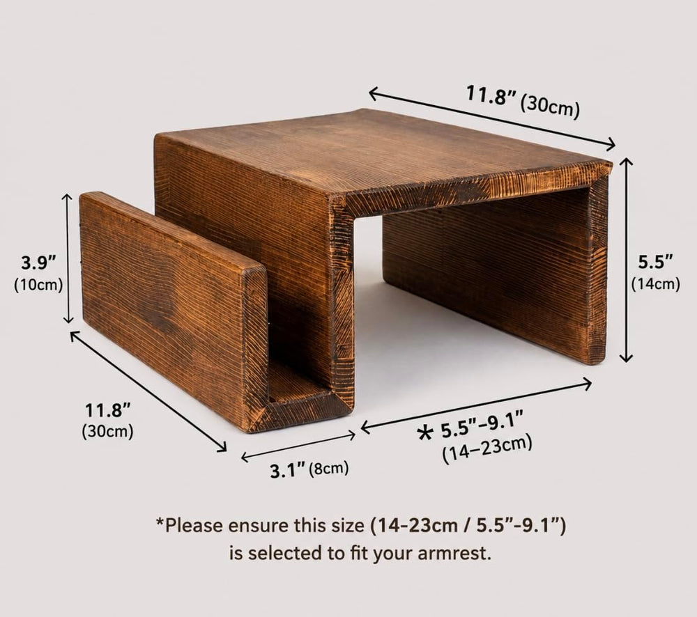 Wooden Sofa Armrest Mini Table & Storage Couch Arm Tray Side with Book or...